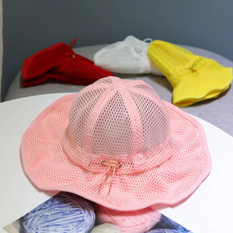 Summer Children Bucket Hat Mesh Breathable Panama Hats For Kids Adjustable Sun Hat Boys Girls Outdoor Beach Cap