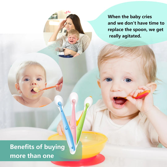 Baby Silicone Soft Spoon Training Feeding Spoons for Children kids  Infants Temperature Sensing