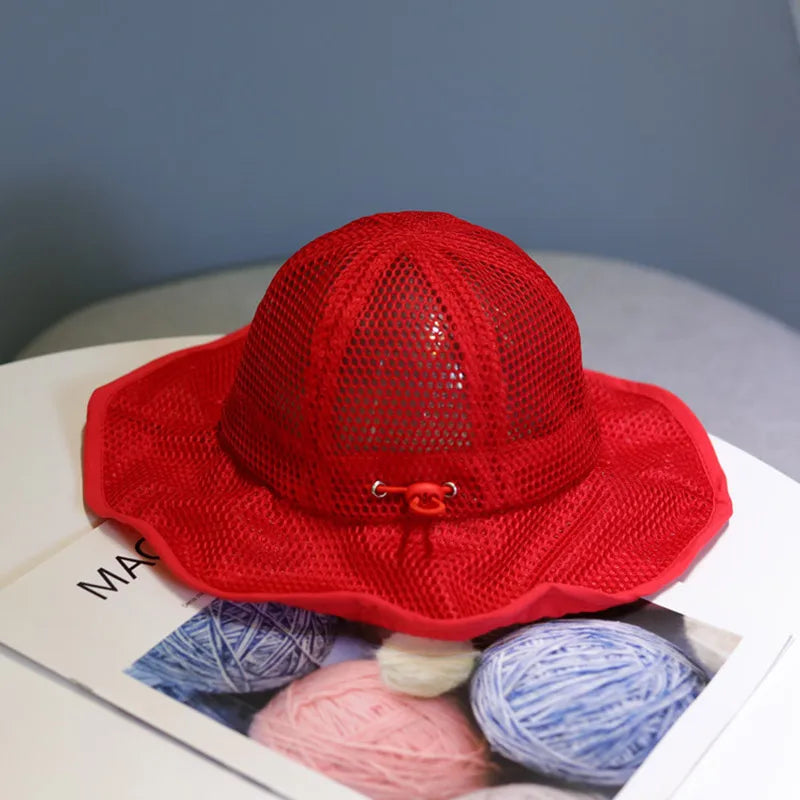 Summer Children Bucket Hat Mesh Breathable Panama Hats For Kids Adjustable Sun Hat Boys Girls Outdoor Beach Cap