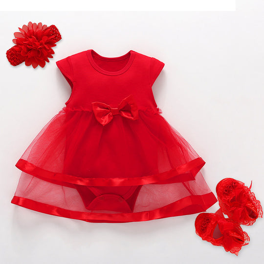 Red Lace Short Sleeved Dress